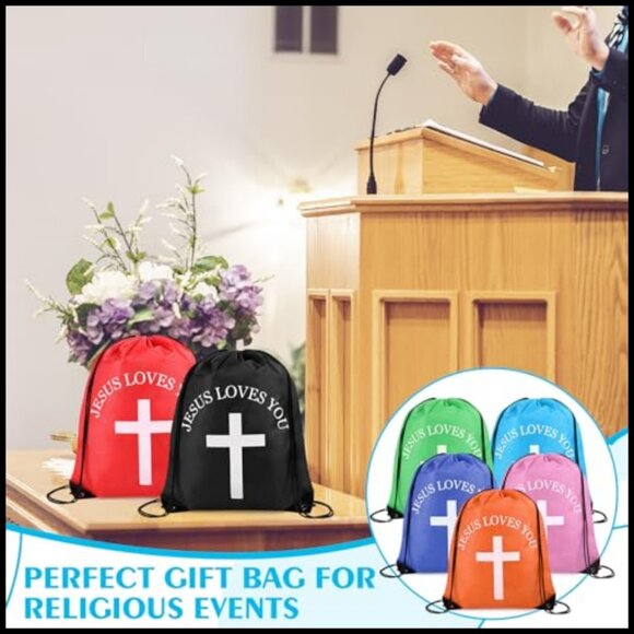 Drawstring Backpack Gym Bag Religious Gift Polyester Daypack Water Resistant